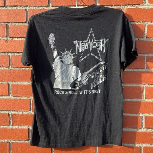 Vtg 80s Punk Rock Band T-shirt -Sz Med- Schlitz Beer "New York Night of Rock"