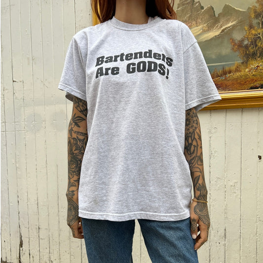 Bartenders Are God Comedy T-Shirt | Sz Medium | Y2K