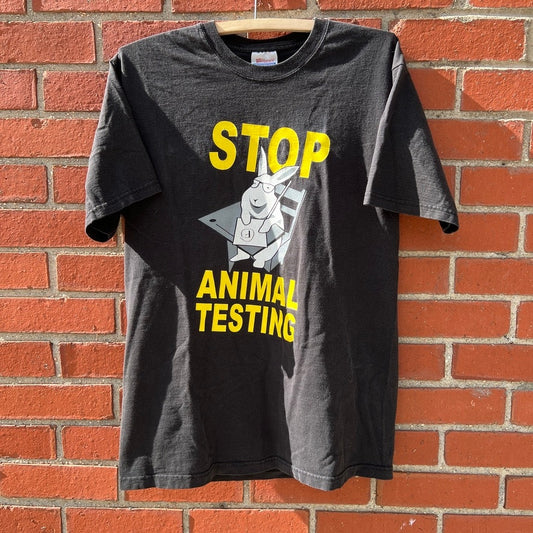 Stop Animal Testing Vtg Y2k T-shirt |Sz Medium| Bunny Testing Tee Peta