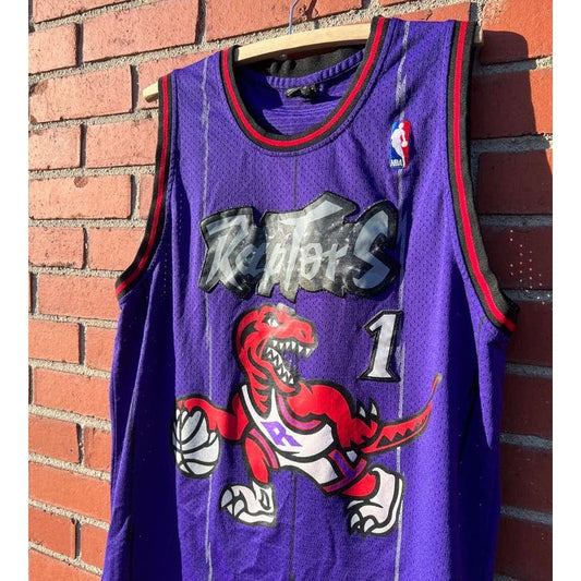 Toronto Raptors Nike Basketball Jersey #1 Tracy McGrady - Sz Large - Vtg 90s NBA