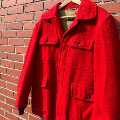 Carss Mackinaw Red Wool Hunting Jacket - Sz Large - Vtg 1930/40s American Made