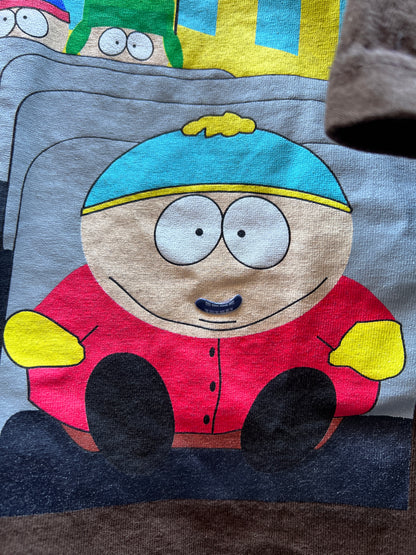 1998 South Park intro Shirt - Sz XL - Eric, Kenny, Stan, and Kyle on the bus tee