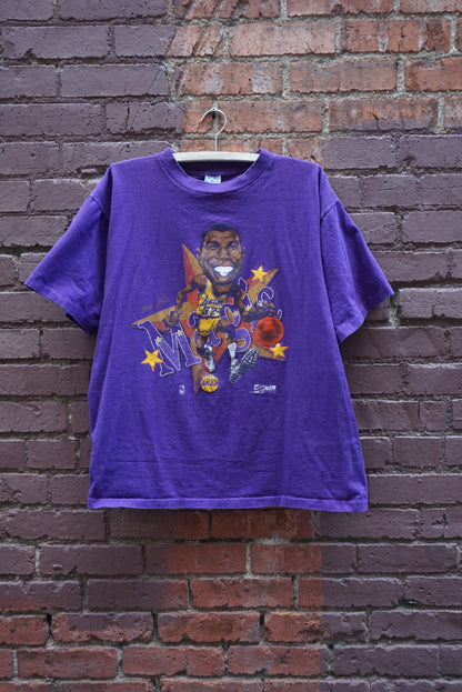 1990s Magic Johnson Caricature Cartoon T-shirt | Size XL | Los Angeles Lakers Salem Sports Collectible
