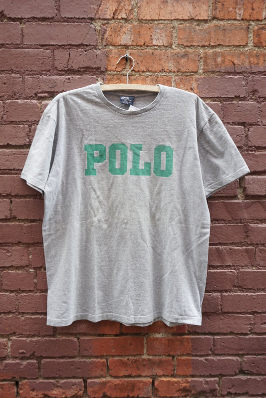 Y2k Polo Ralph Lauren Logo T-shirt | Size Medium | Grey Streetstyle NYC
