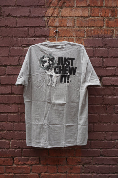 Vintage 90s Big Dog T-Shirt - Size Large - "Just Chew it" Nike Parody Deadstock NWT