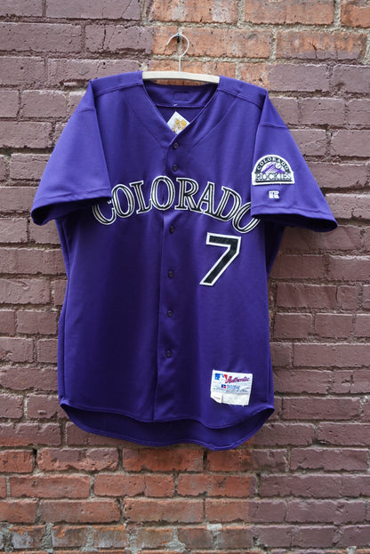 GAME WORN Colorado Rockies #7 Jeff Cirillo Jersey - Size XL - Vintage 90s  RARE on field MLB Gear