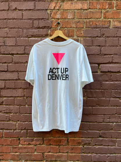 Act Up Denver 1980s T-Shirt - Sz XL - “Action=Life” rare LGBTQIA shirt