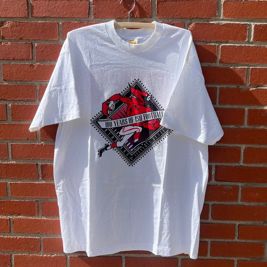 Illinois State Red Birds 1987 Football T-shirt |Sz XL| Vtg 80s 100 Year Powerbar