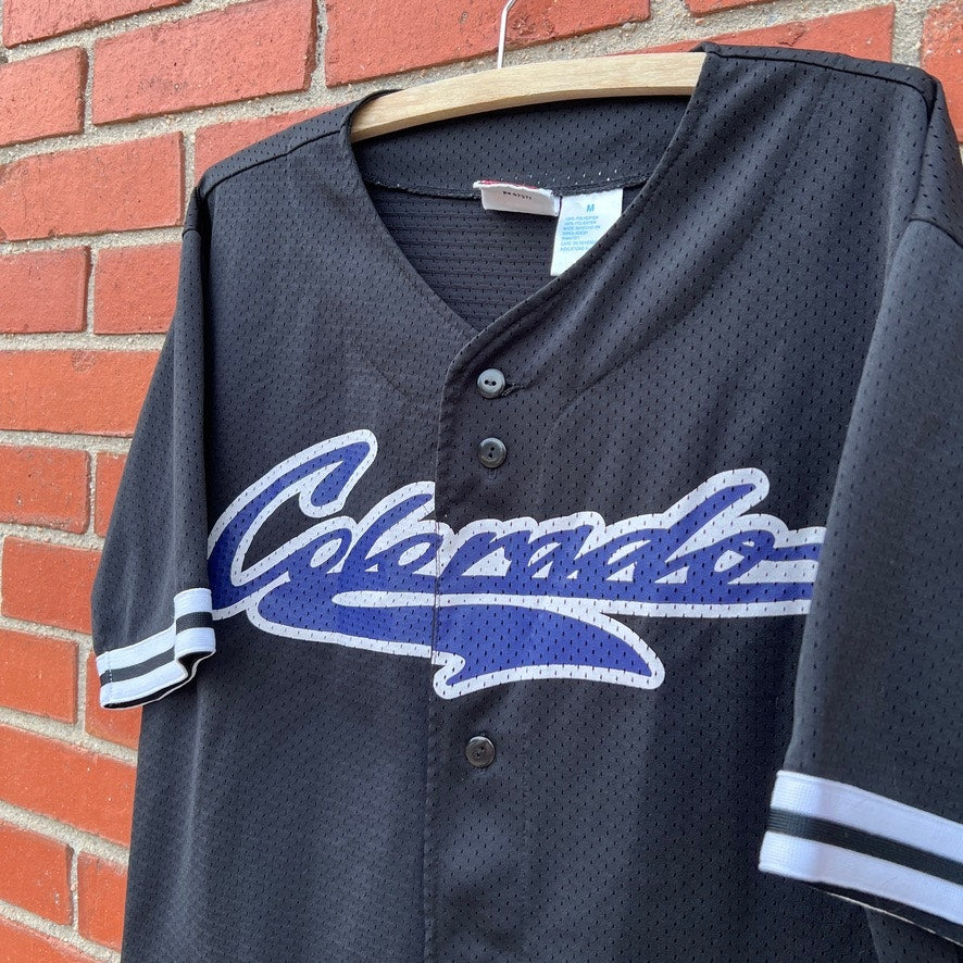 Colorado Rockies Black Mesh MLB Jersey |Sz Med| Vtg 90s Sport Attack Baseball