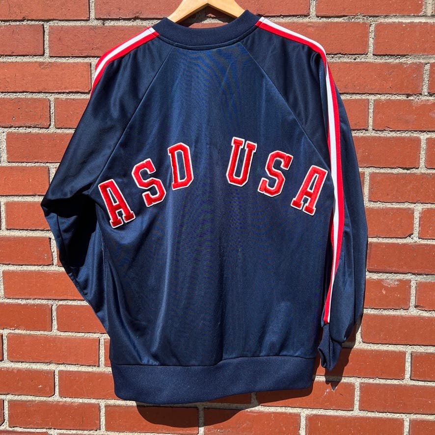 Team USA Sports Development Satin Jacket - Sz Large - Vtg 80s Olympics Coat