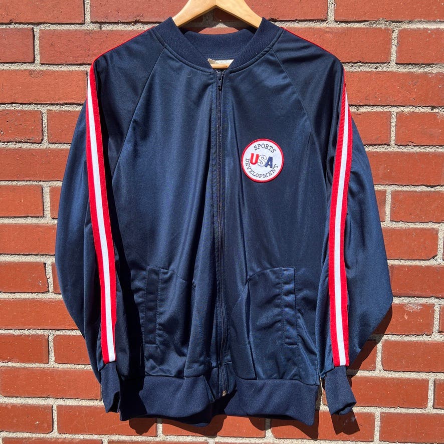 Team USA Sports Development Satin Jacket - Sz Large - Vtg 80s Olympics Coat