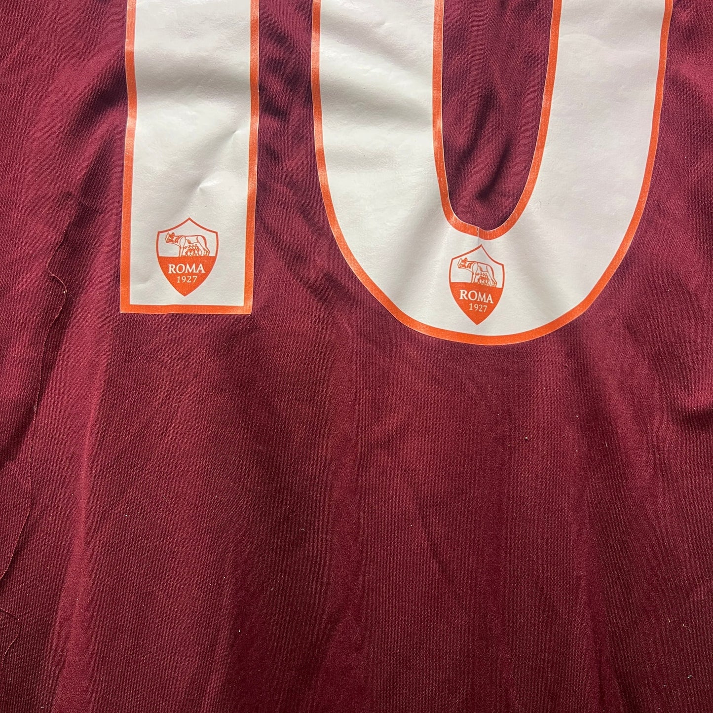 AS Roma #10 Serie A Collared Soccer Jersey | Sz Large | Roma Cares Sponsor Top