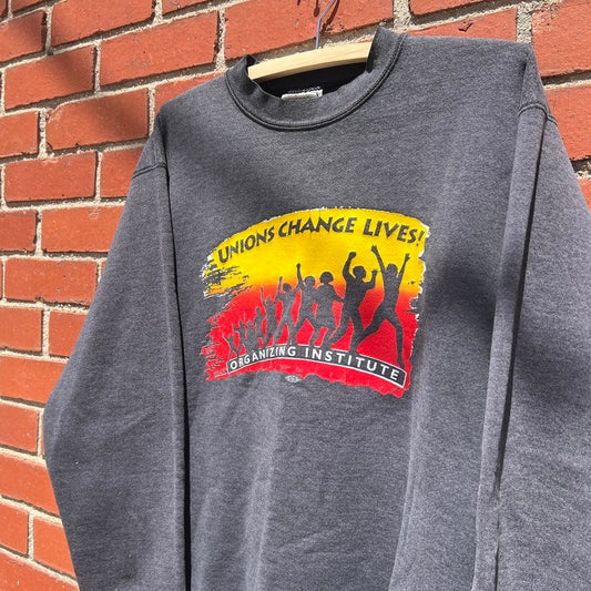 Vtg 80s Pro Union Crewneck Sweater -Sz Large- "Union Change Lives" Si Se Puede!