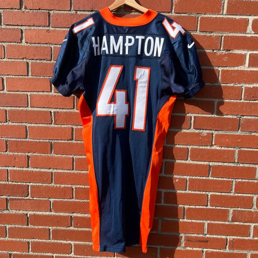 Denver Broncos #41 Hampton Game Worn Jersey -Sz Large- Vtg Y2k NFL Nike Football