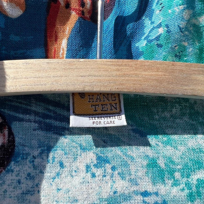 Hang Ten AOP Surfer Button Up Shirt -Sz Medium- Vtg 70s 80s California Surf