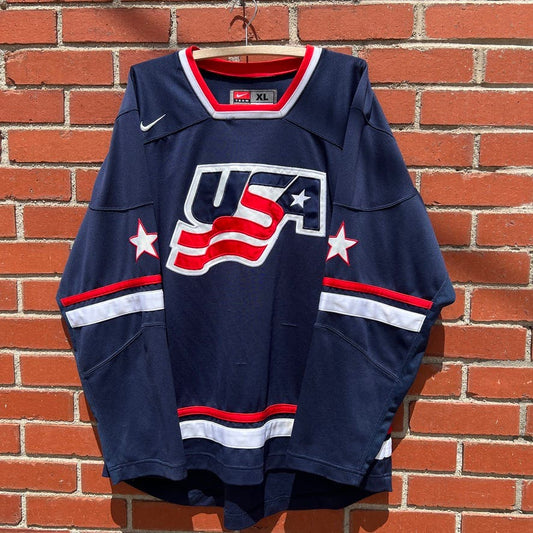 USA Hockey Nike Jersey -Sz XL- Vtg Y2k Olympics NHL
