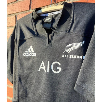 New Zealand All Blacks Adidas Rugby Authentic Jersey - Sz Large - 2017 AIG Sponsor Top