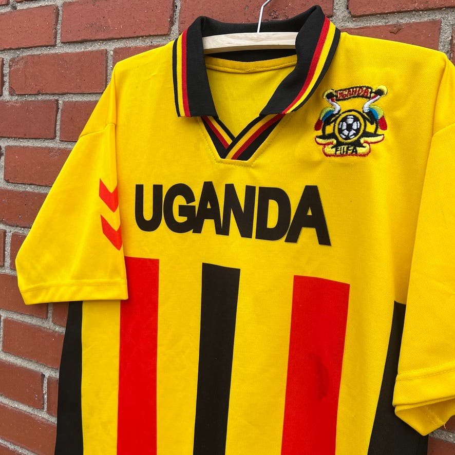 Uganda National Football Team Collared Jersey -Sz Large- Vtg 90s FIFA Soccer