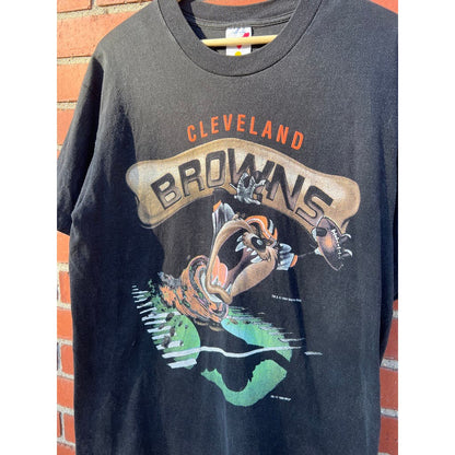 Cleveland Browns "TAZ" Looney Tunes X NFL T-shirt - Sz Large - Vtg 90s Tee