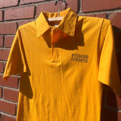 University of Wyoming Cowboys Football Polo Shirt -Sz Small- Vtg 80s NCAA
