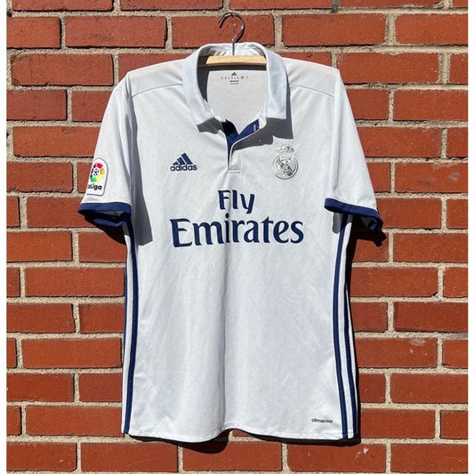 Real Madrid Adidas Collared Soccer Jersey - Sz Medium - 2016 La Liga Football