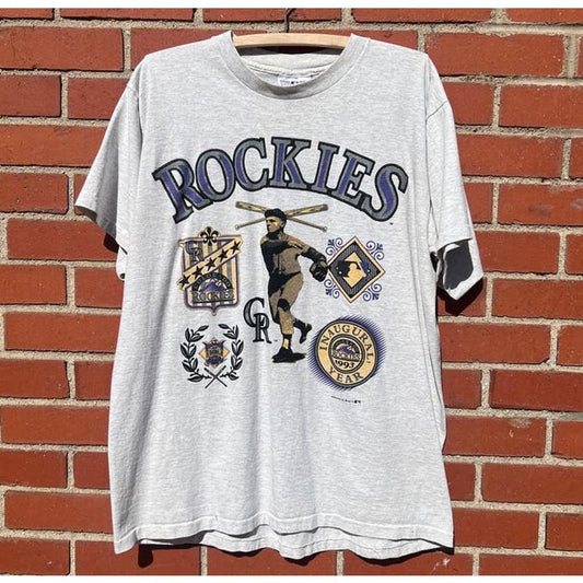 Colorado Rockies 1993 Inaugural MLB Season T-Shirt - Sz XL - Vtg 90s Baseball