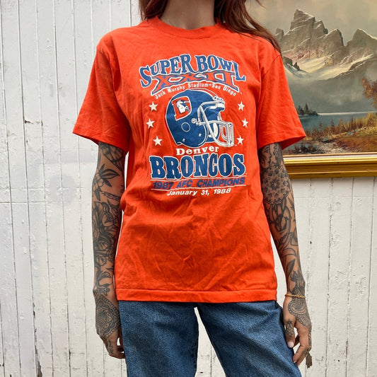 Denver Broncos Vintage 80s Super Bowl T-Shirt | Sz M | NFL Football Colorado