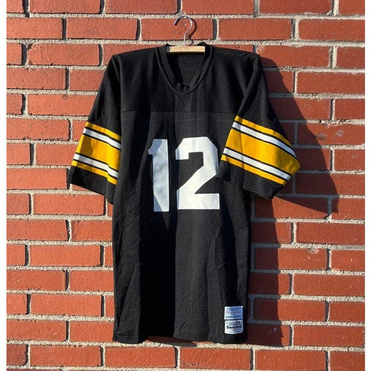 Pittsburgh Steelers #12 Terry Bradshaw NFL Jersey - Sz Small - Vtg 80s Sand Knit