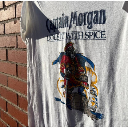 Captain Morgan Spiced Rum Promo T-Shirt - Sz Medium - Vintage 80s Alcohol/Beer