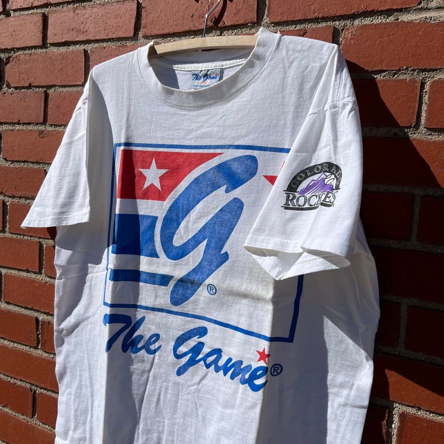Colorado Rockies "The Game" Promo T-shirt -Sz Large- Vtg 90s MLB Baseball