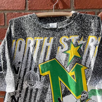 Minnesota North Stars 1991 All Over Print T-shirt |Sz Large| NHL Stanley Cup AOP