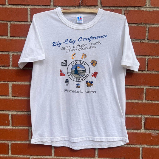 Vtg 90s Big Sky Conference Track & Field T-shirt -Sz Med- Pocatello Idaho
