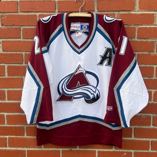 Colorado Avalanche #21 Peter Forsberg CCM Jersey |Sz Small| Vtg 90s NHL Hockey